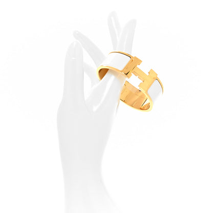 Hermes Enamel Wide Clic Clac H Bracelet PM White 2 of 6