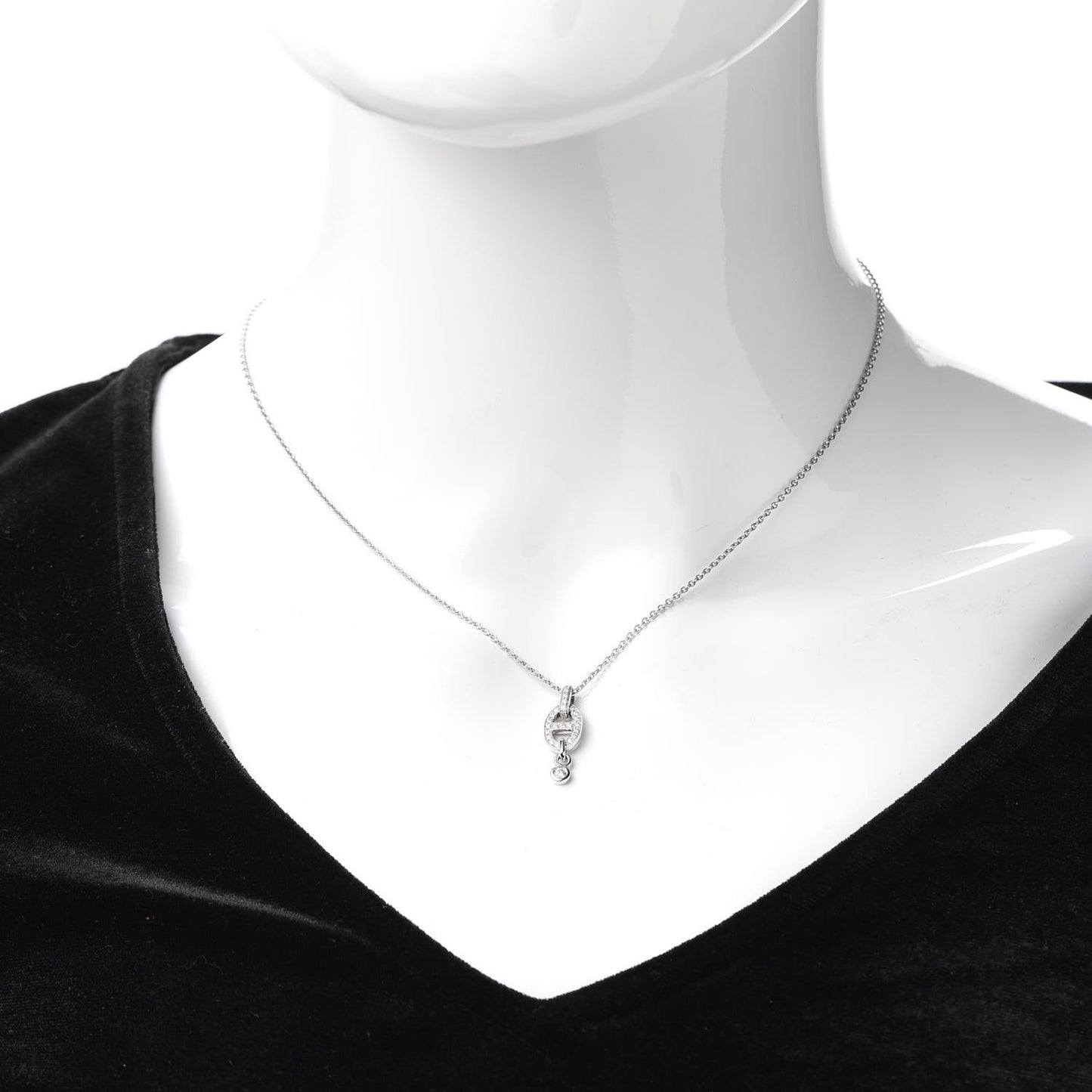 18K White Gold Diamond PM Chaine d'Ancre Enchainee Necklace