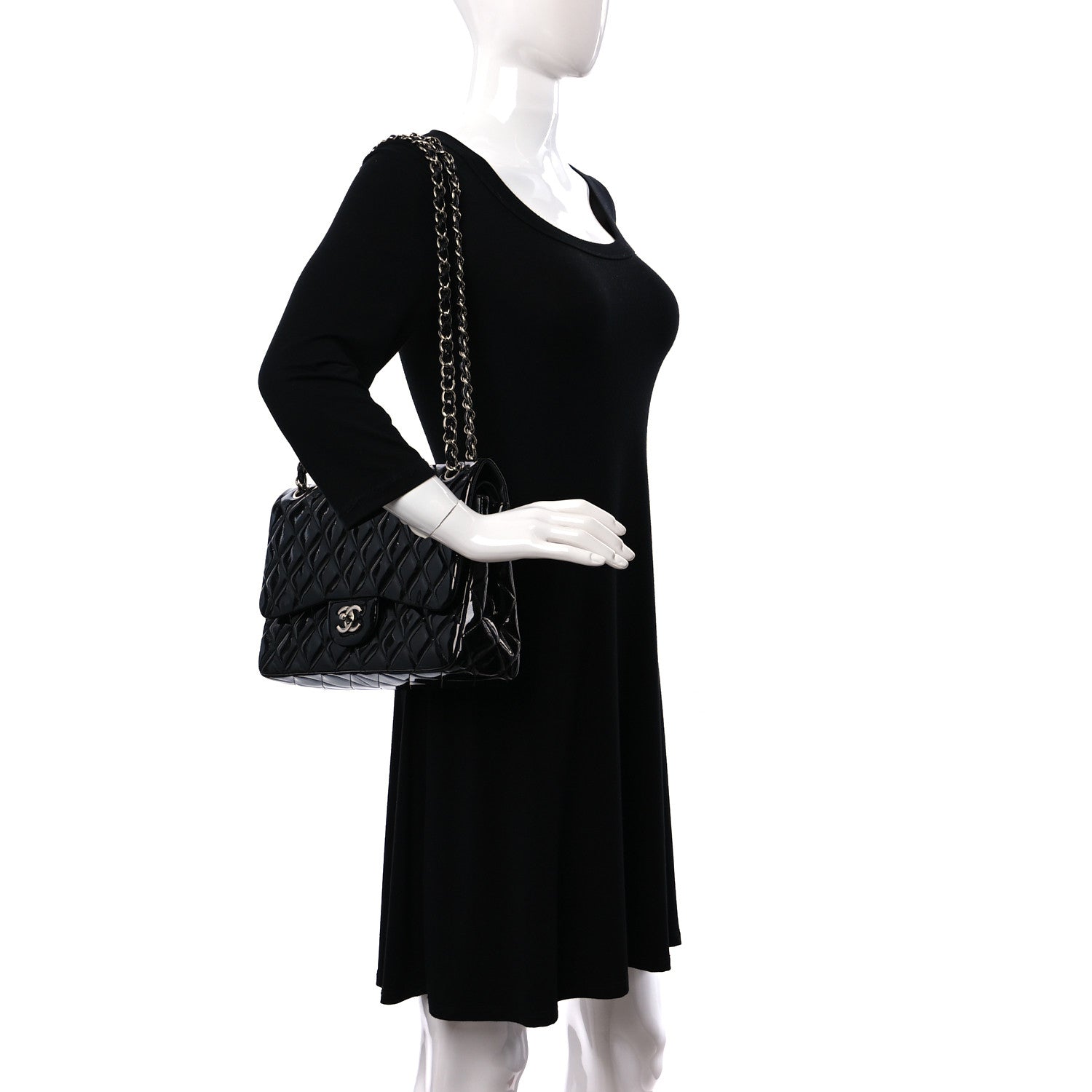 Chanel Patent Quilted Jumbo Double Flap Black 2 of 13