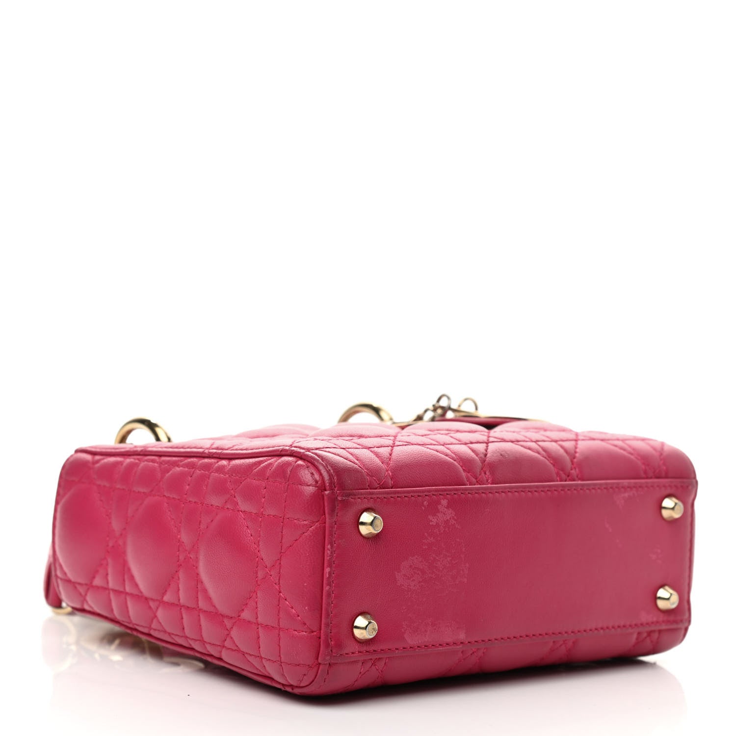 Christian Dior Lambskin Cannage Mini Lady Dior Fuchsia 3 of 15