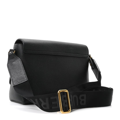 Burberry Coated Canvas Calfskin Vintage Check Medium Note Crossbody Bag Black 3 of 9