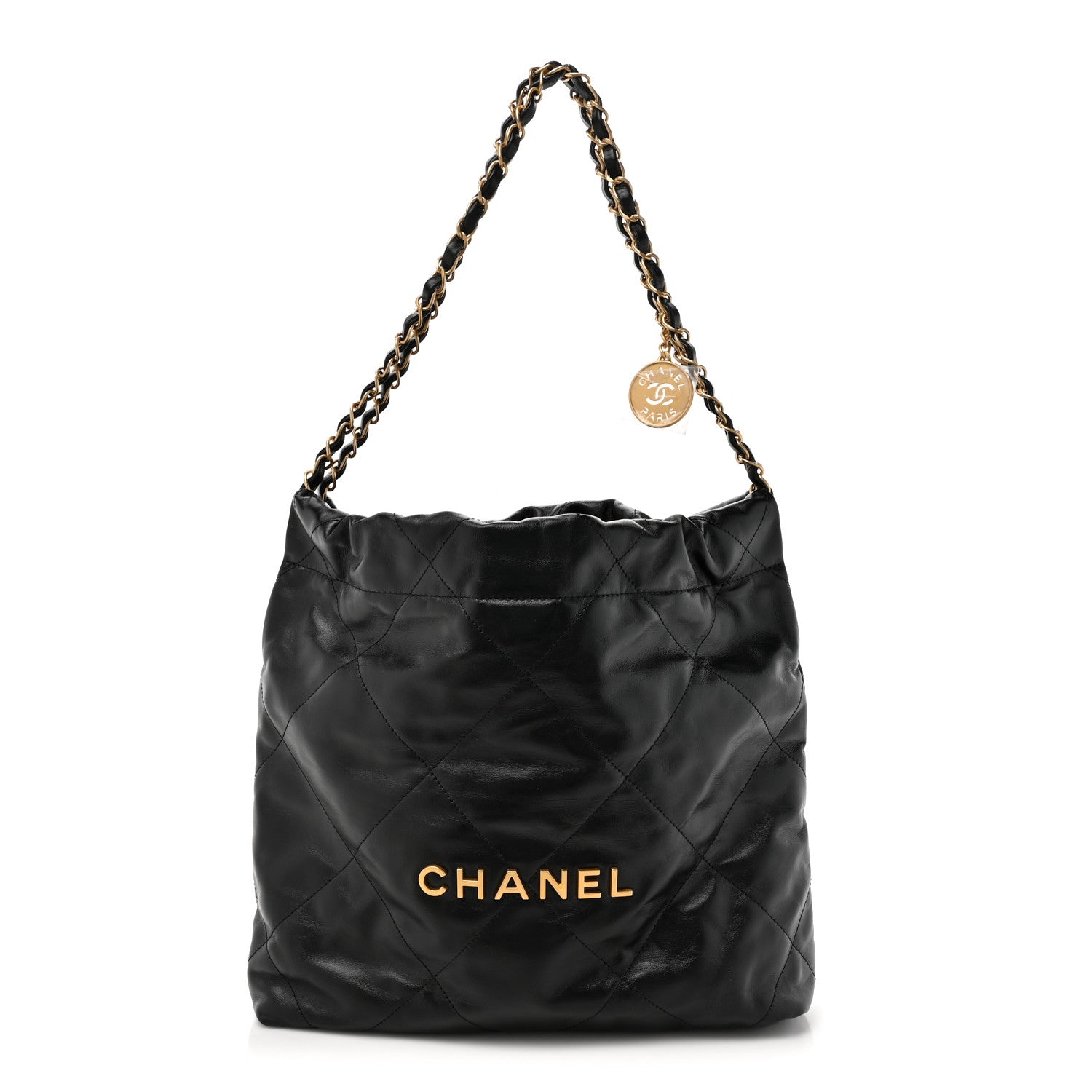 Chanel Shiny Calfskin Quilted Small Chanel 22 Black 1 of 12
