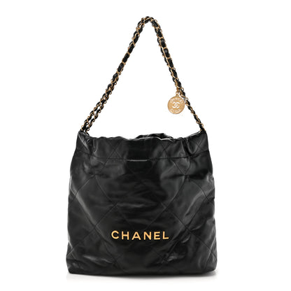 Chanel Shiny Calfskin Quilted Small Chanel 22 Black 1 of 12