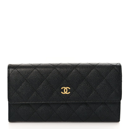 Chanel Caviar Quilted Large Gusset Flap Wallet Black 1 of 7
