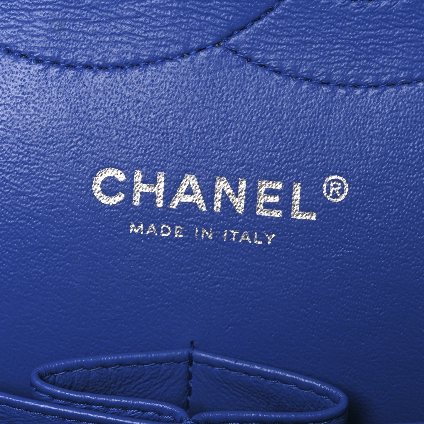 Patent Calfskin Quilted Jumbo Double Flap Blue