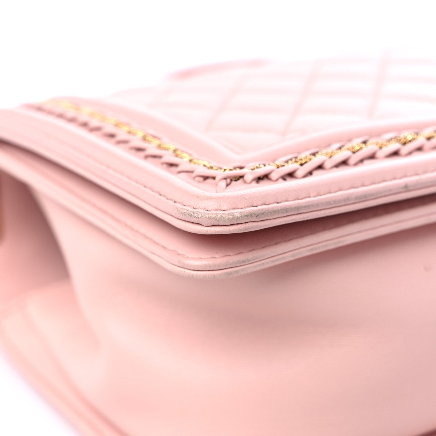 Chanel Lambskin Quilted Medium Chain Detail Boy Flap Light Pink 7 of 10
