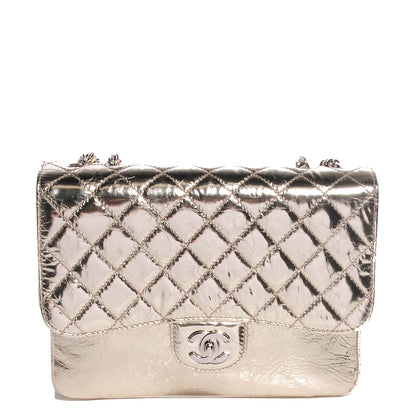 Chanel Metallic Crackled Calfskin Medium Clam's Pocket Flap Gold 1 of 8