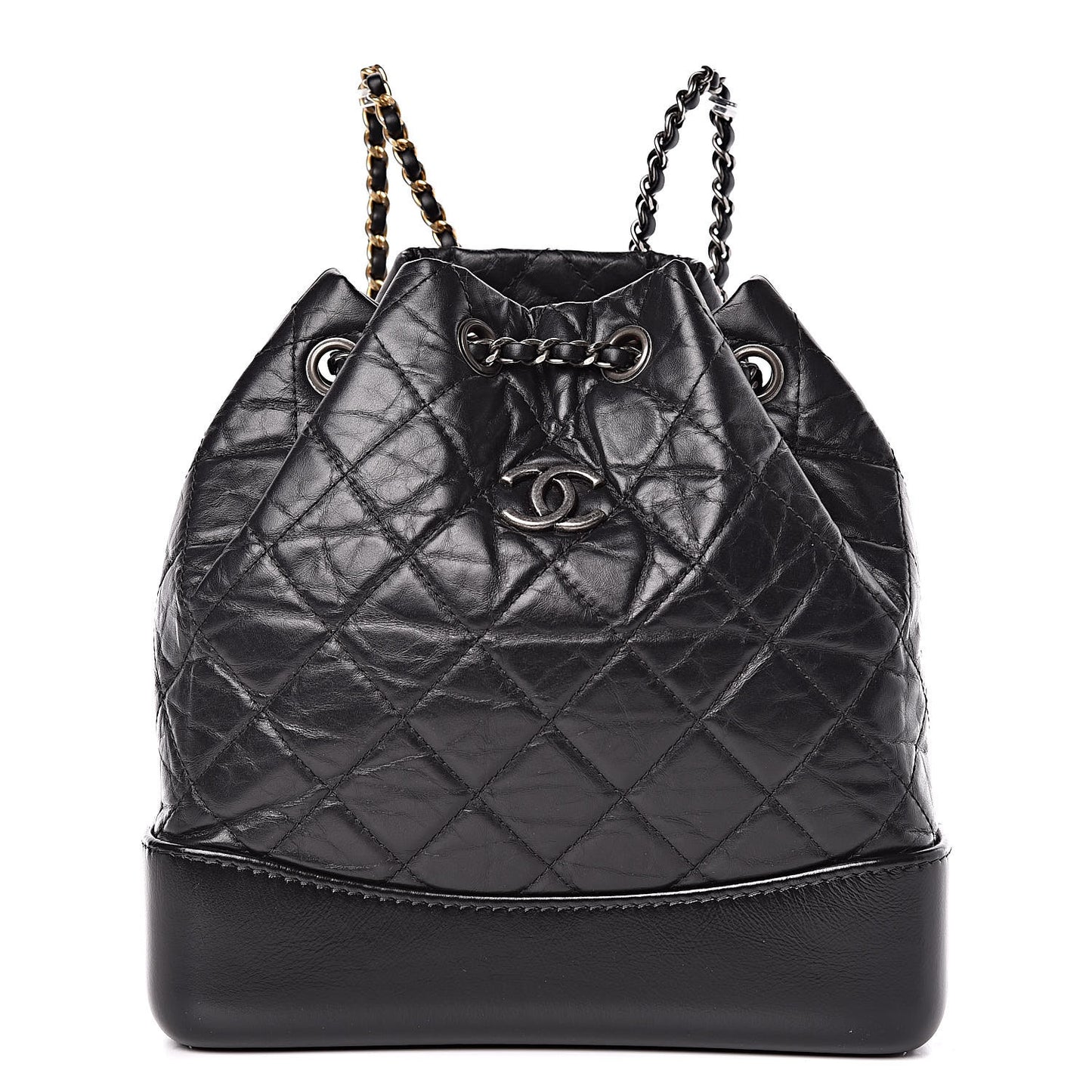 Aged Calfskin Quilted Small Gabrielle Backpack Black
