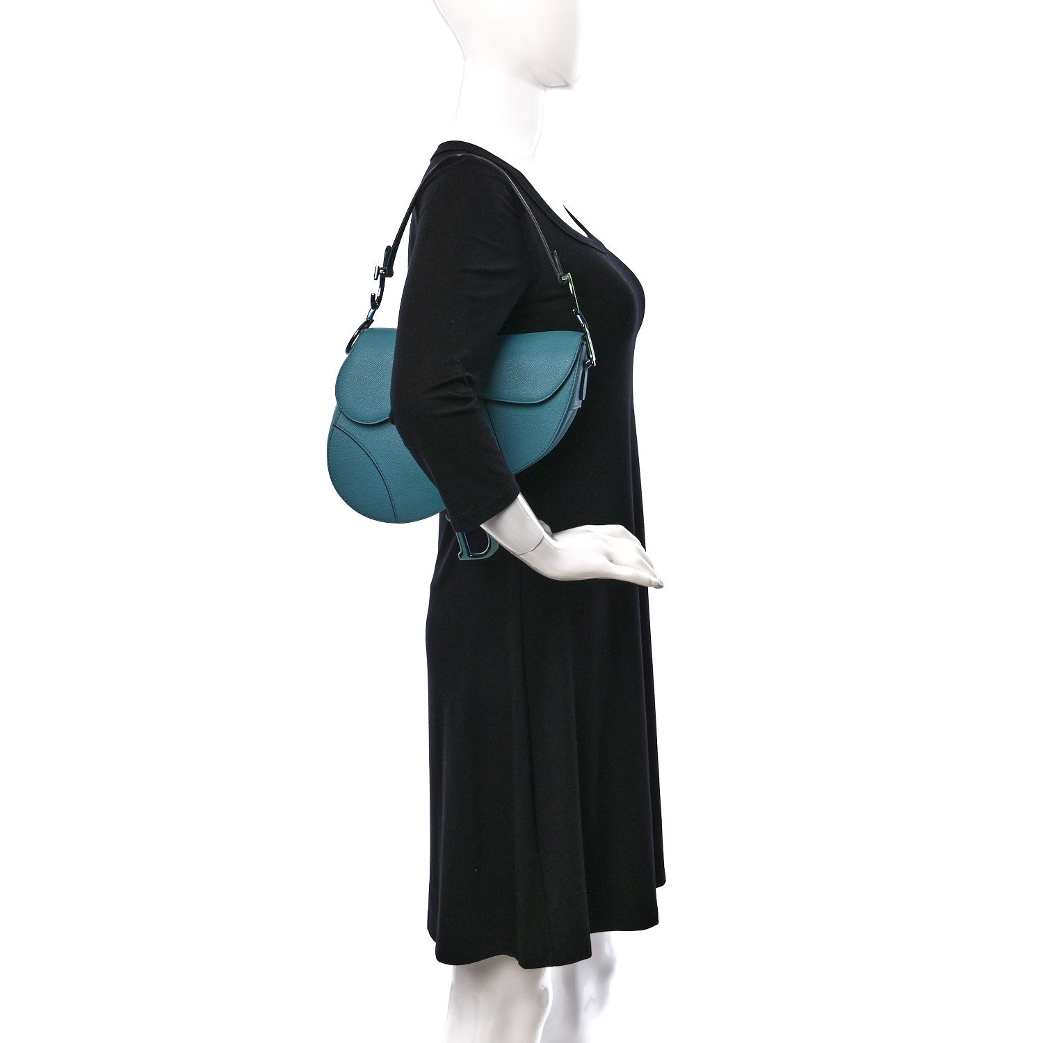 Christian Dior Grained Calfskin Saddle Bag Azure Blue 2 of 13