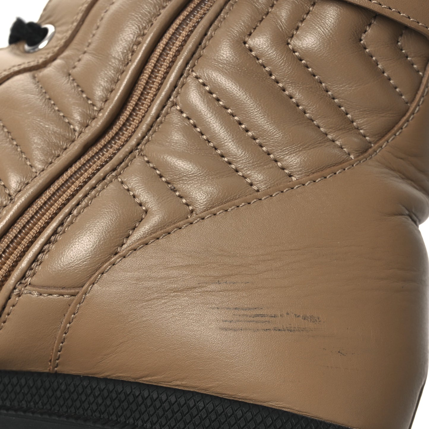 Nappa Frances GG Matelasse Platform Combat Boots 38.5 Natural Tan