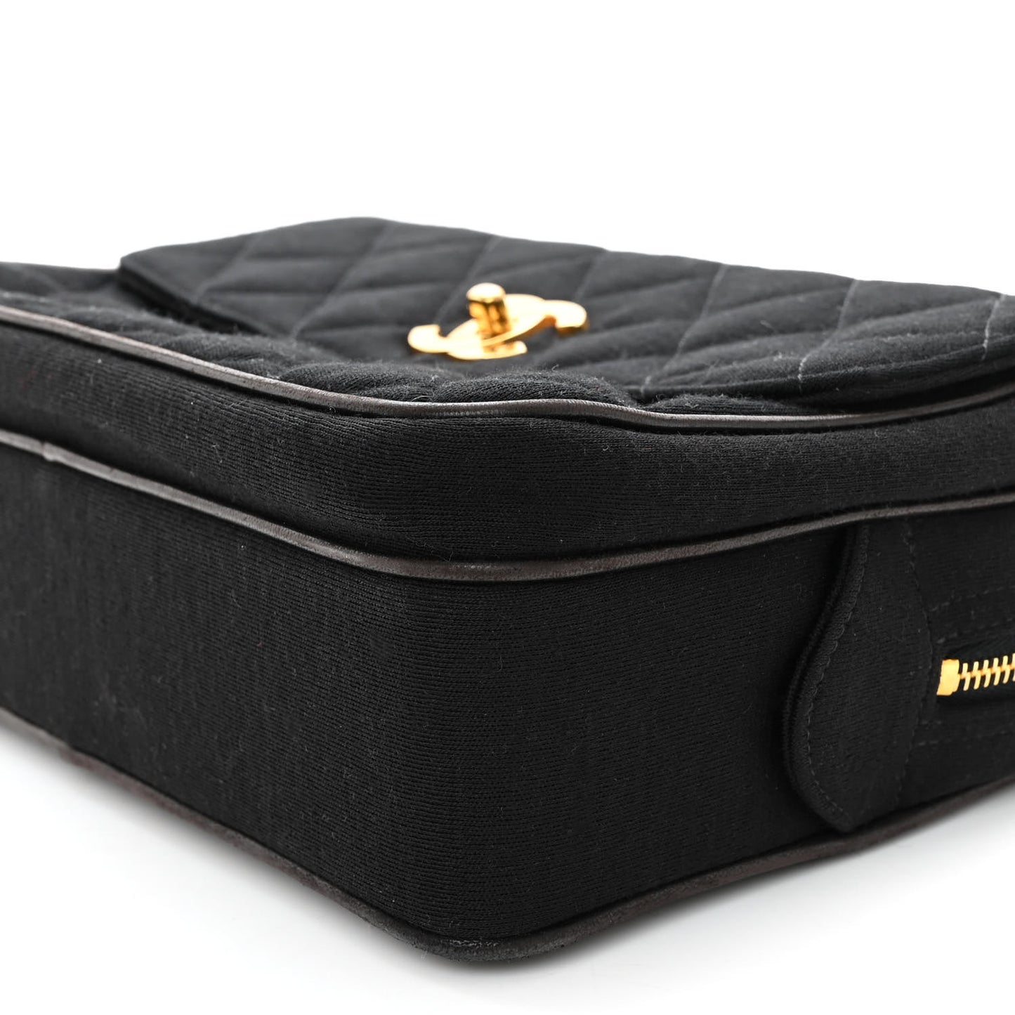 Jersey Quilted CC Shoulder Bag Black