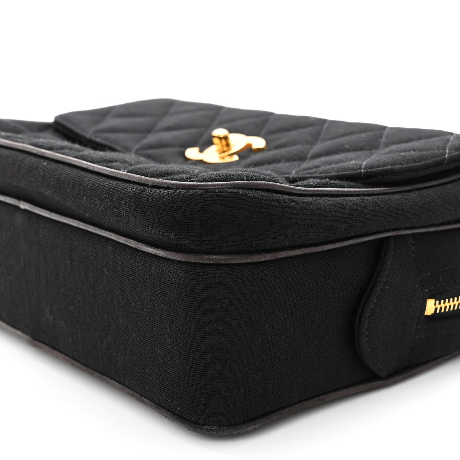 Chanel Jersey Quilted CC Shoulder Bag Black 11 of 11