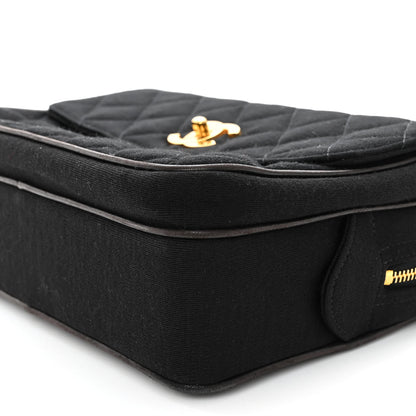 Chanel Jersey Quilted CC Shoulder Bag Black 11 of 11