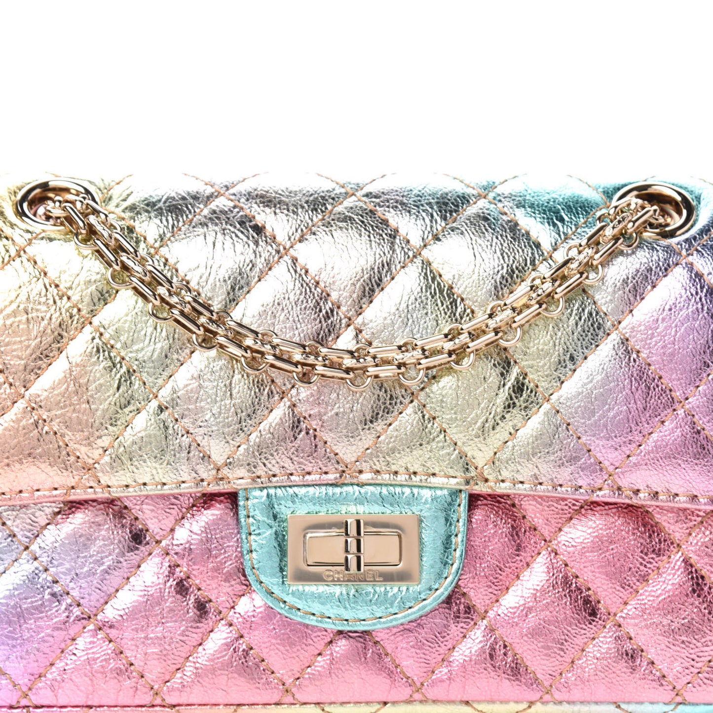 Metallic Goatskin Quilted Mini 2.55 Reissue Flap Multicolor