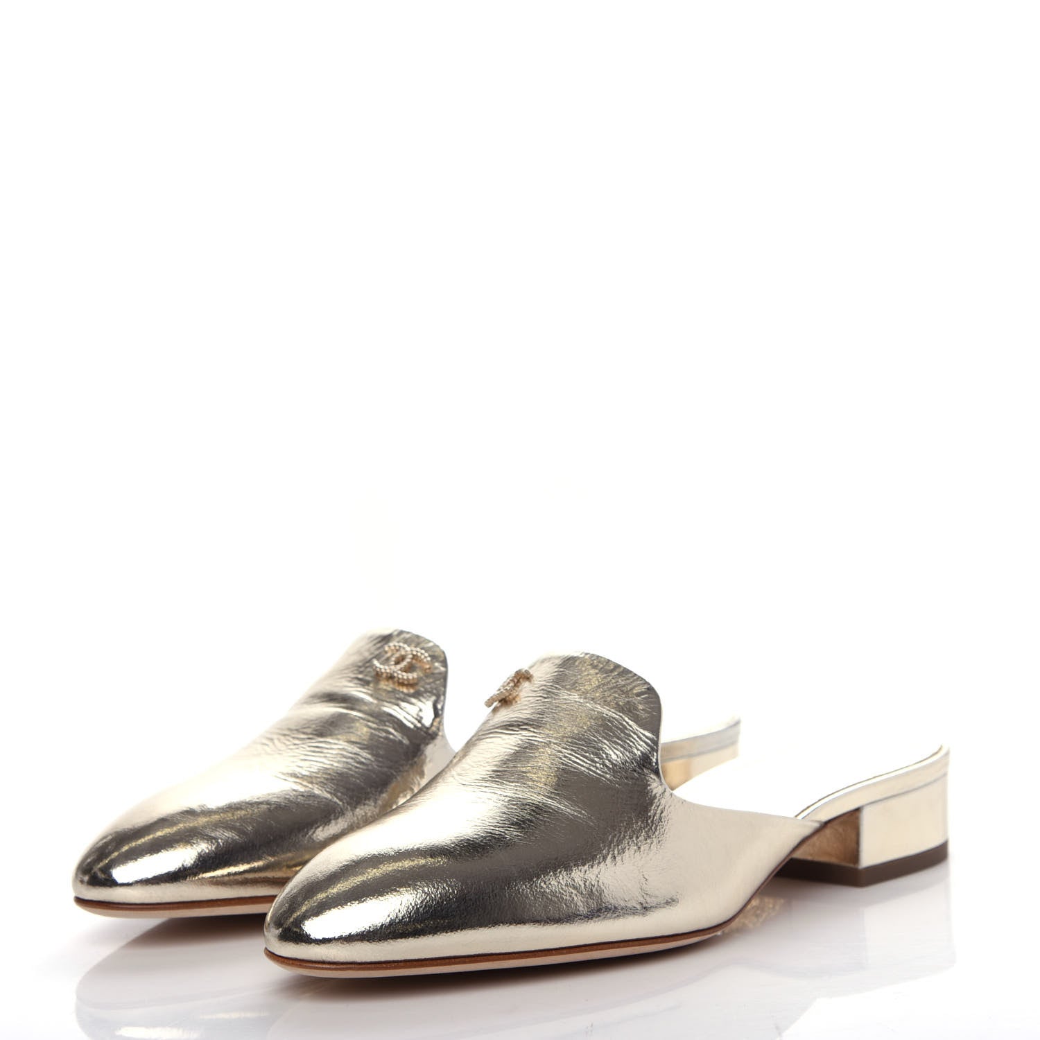 Chanel Metallic Sheepskin Mules 36 Gold 3 of 11