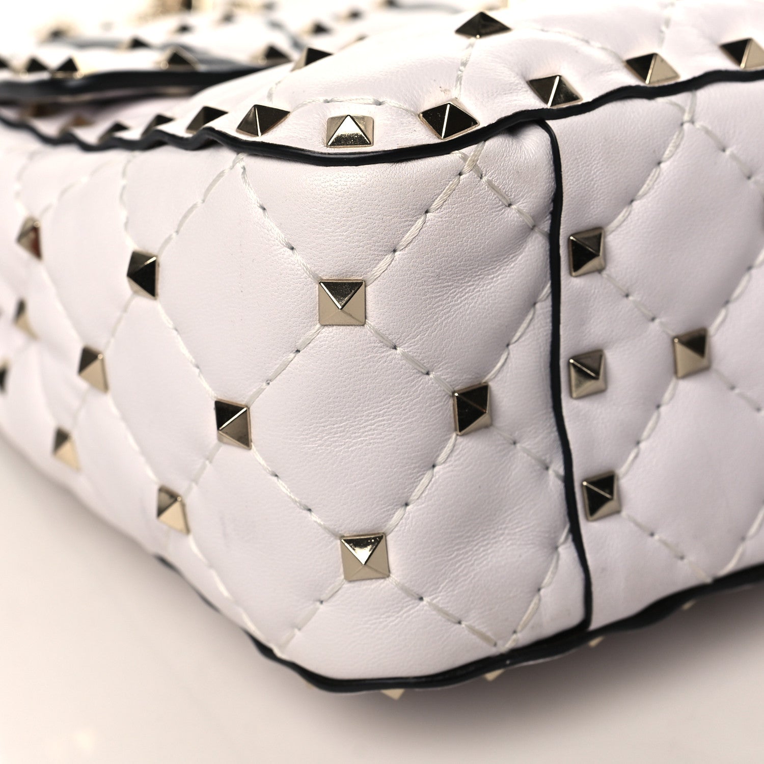 Valentino Garavani Lambskin VLTN Print Medium Rockstud Spike Shoulder Bag Optic White Black 7 of 8