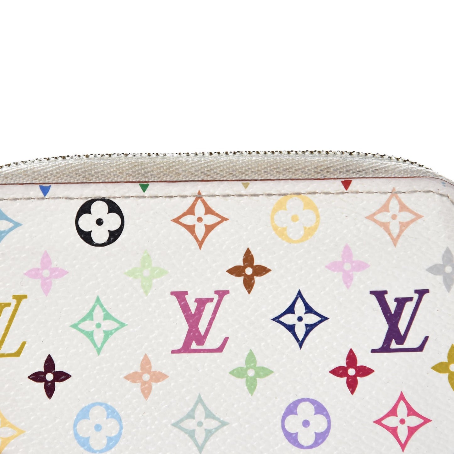 Monogram Multicolor Zippy Coin Purse Wallet White Litchi