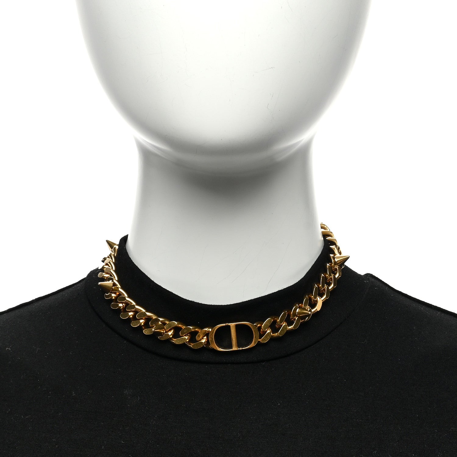 Christian Dior Metal CD Spikes Choker Necklace Gold 3 of 4