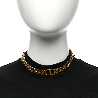 Christian Dior Metal CD Spikes Choker Necklace Gold 3 of 4