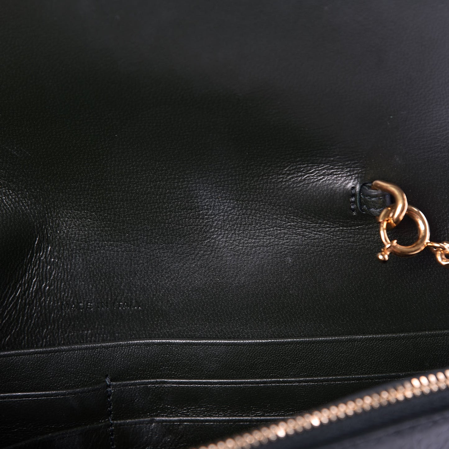 Snakeskin Monogram Envelope Chain Wallet Dark Green