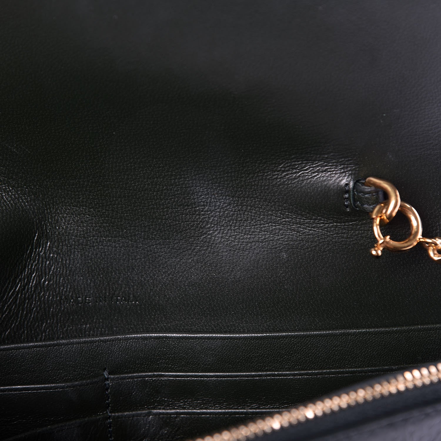 Saint Laurent Snakeskin Monogram Envelope Chain Wallet Dark Green 8 of 11