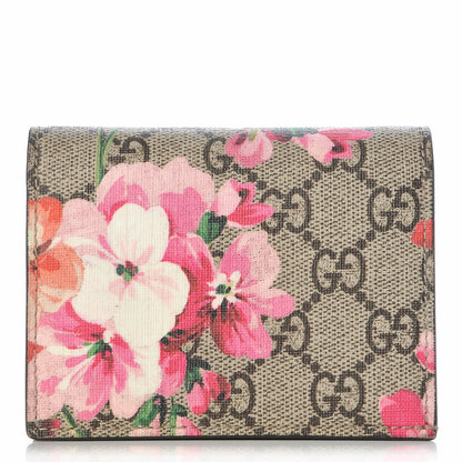 Gucci GG Supreme Monogram Blooms Card Case Beige Multicolor Dry Rose 1 of 8