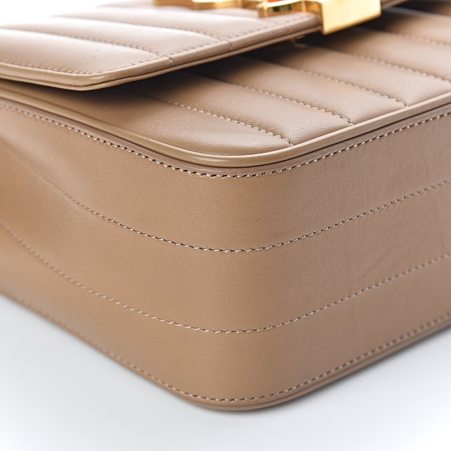 Saint Laurent Lambskin Matelasse Monogram Medium Vicky Chain Bag Brown 9 of 10
