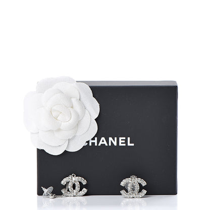 Chanel Baguette Crystal CC Drop Earrings Silver 4 of 4
