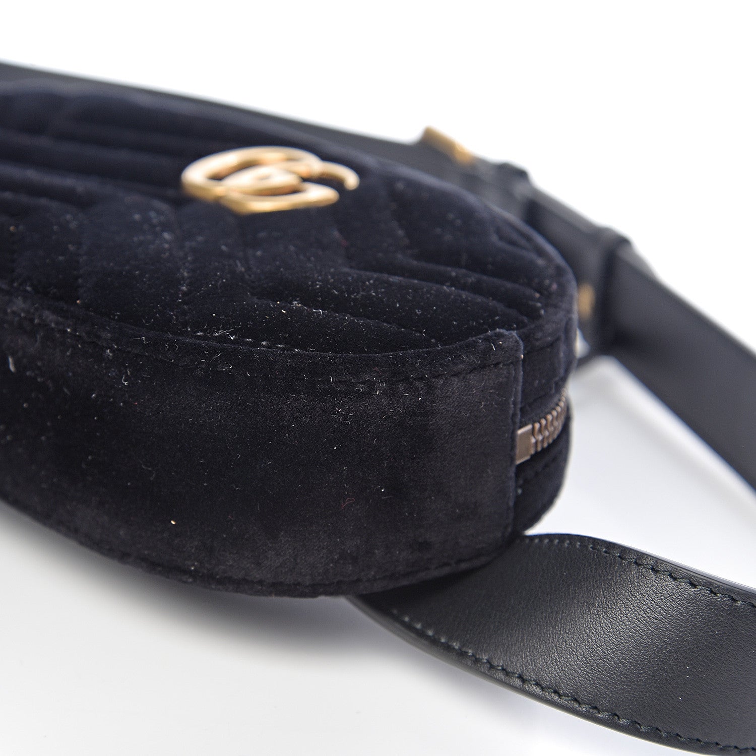 Gucci Velvet Matelasse GG Marmont Belt Bag 85 34 Black 9 of 9