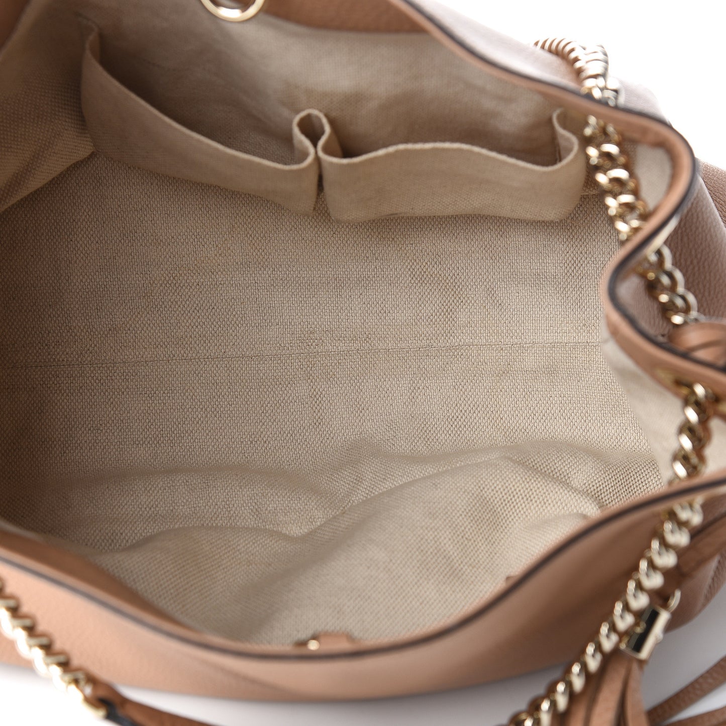 Pebbled Calfskin Medium Soho Chain Shoulder Bag Rose Beige