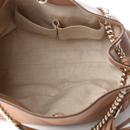 Gucci Pebbled Calfskin Medium Soho Chain Shoulder Bag Rose Beige 4 of 9