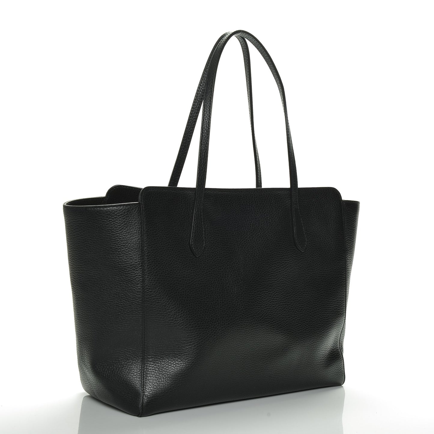Pebbled Calfskin Medium Swing Tote Black