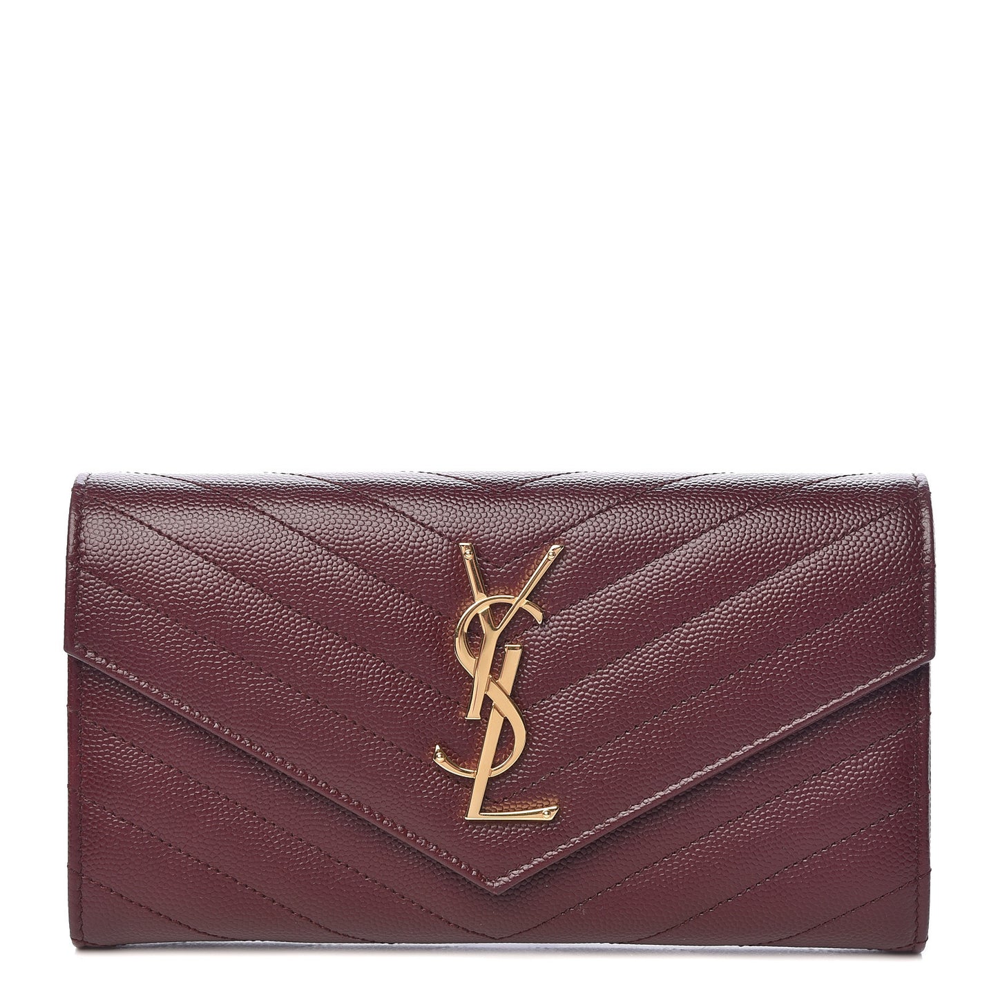 Grain De Poudre Matelasse Chevron Monogram Flap Wallet Rouge Legion