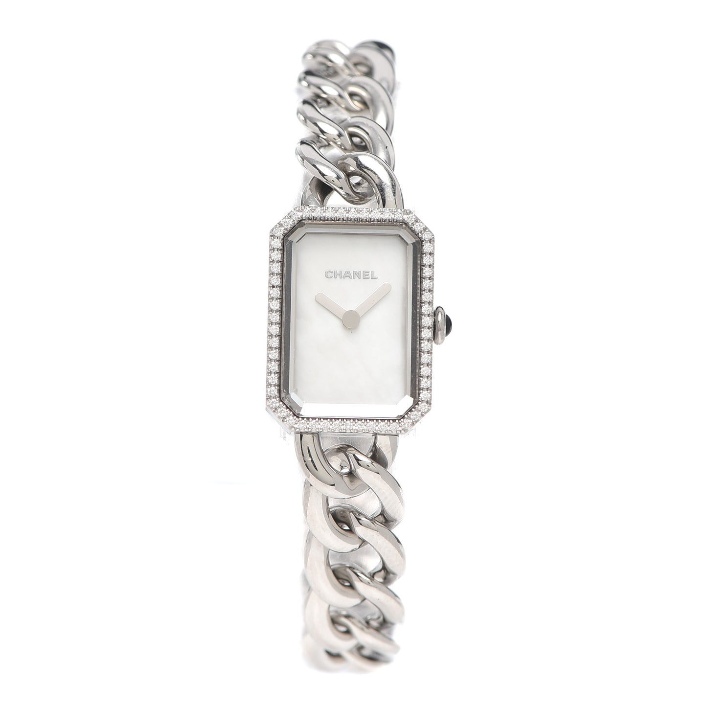 Stainless Steel Diamond Bezel Mother of Pearl 16mm Chain Premiere Quartz Watch