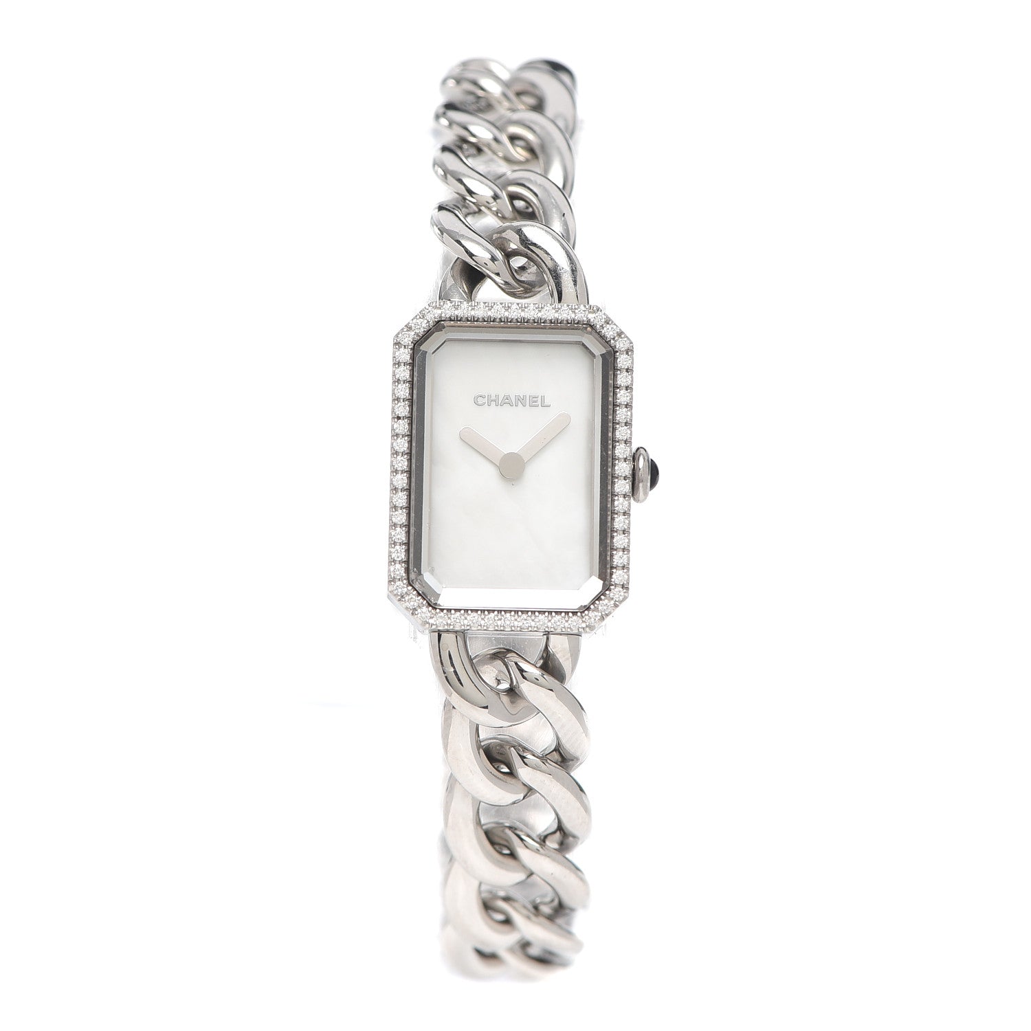 Chanel Stainless Steel Diamond Bezel Mother of Pearl 16mm Chain Premiere Quartz Watch 1 of 5