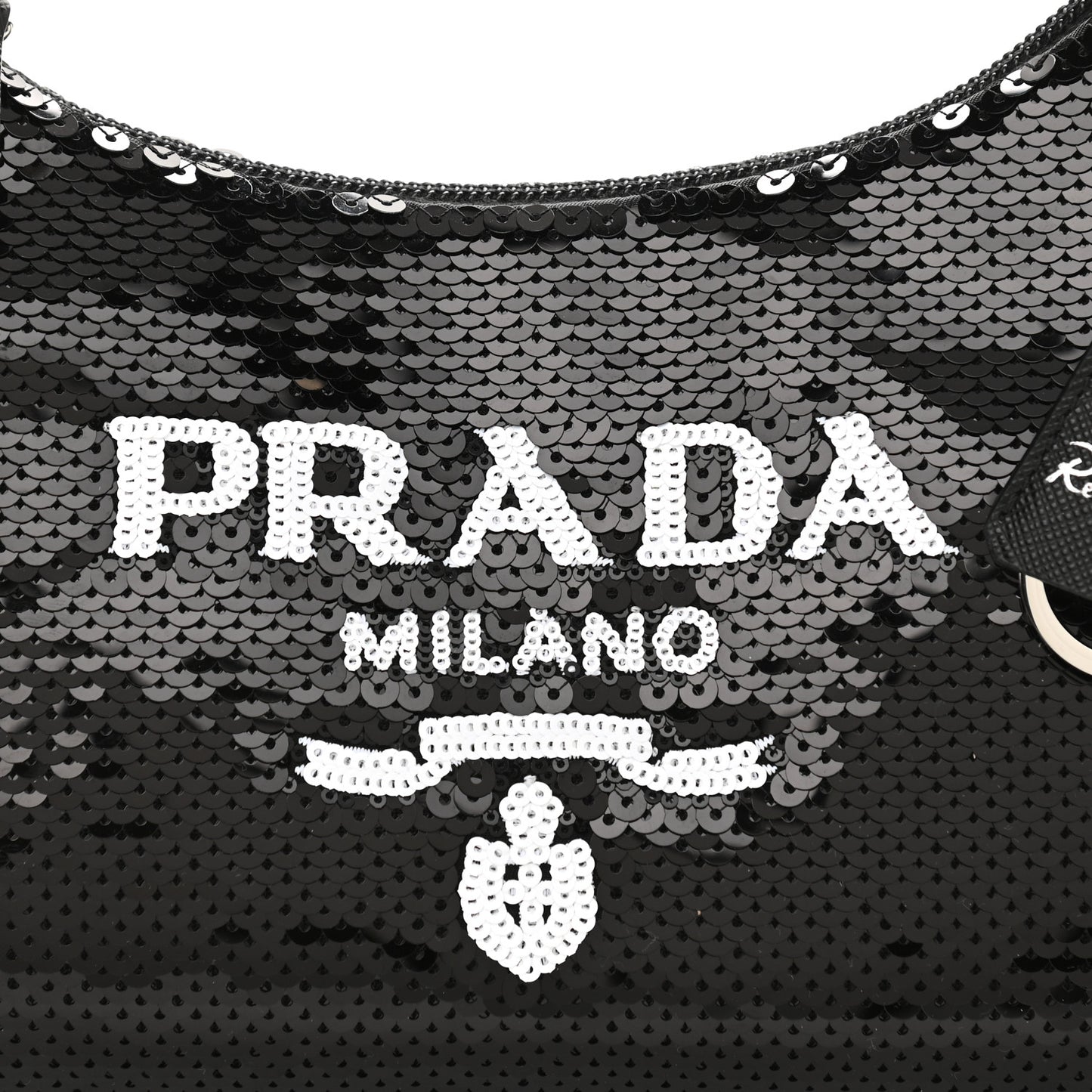 Paillettes Sequin Mini Re-Edition 2000 Bag Black White