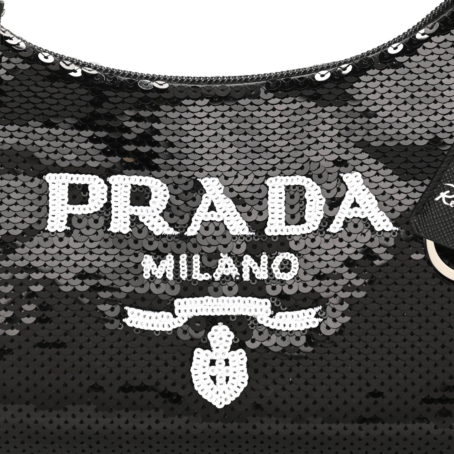 Prada Paillettes Sequin Mini Re-Edition 2000 Bag Black White 9 of 12