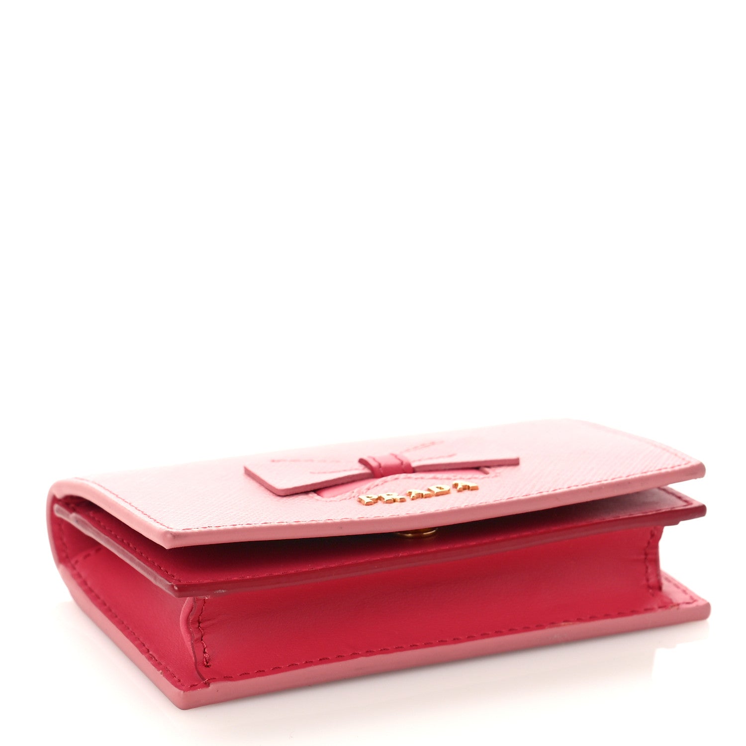Prada Saffiano Metal Business Card Holder Petalo Peonia 4 of 9