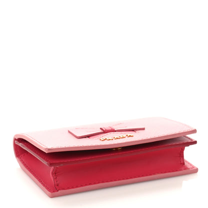 Prada Saffiano Metal Business Card Holder Petalo Peonia 4 of 9
