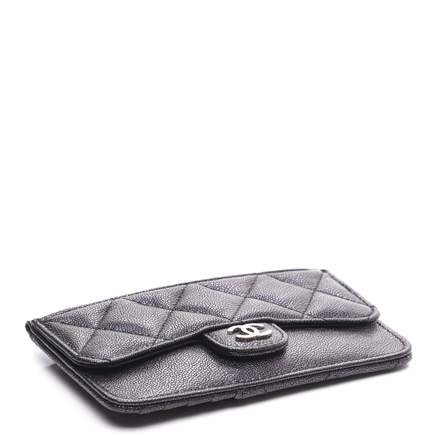 Chanel Iridescent Caviar Quilted Flap Zip Card Holder Black 3 of 9