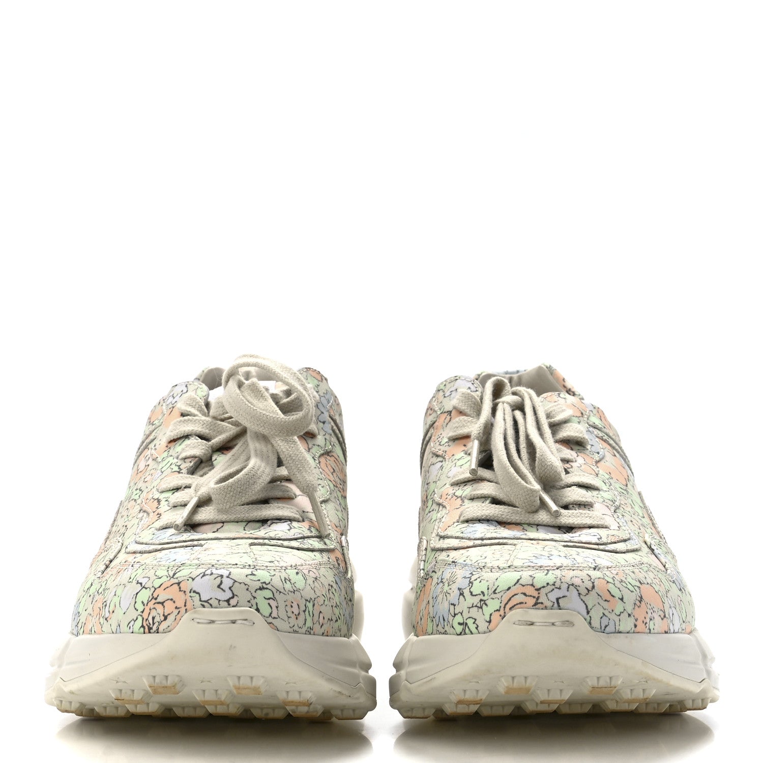 Gucci X LIBERTY OF LONDON Calfskin Infinity Tracy Womens Rhyton Sneakers 39.5 Mint Peach 2 of 9