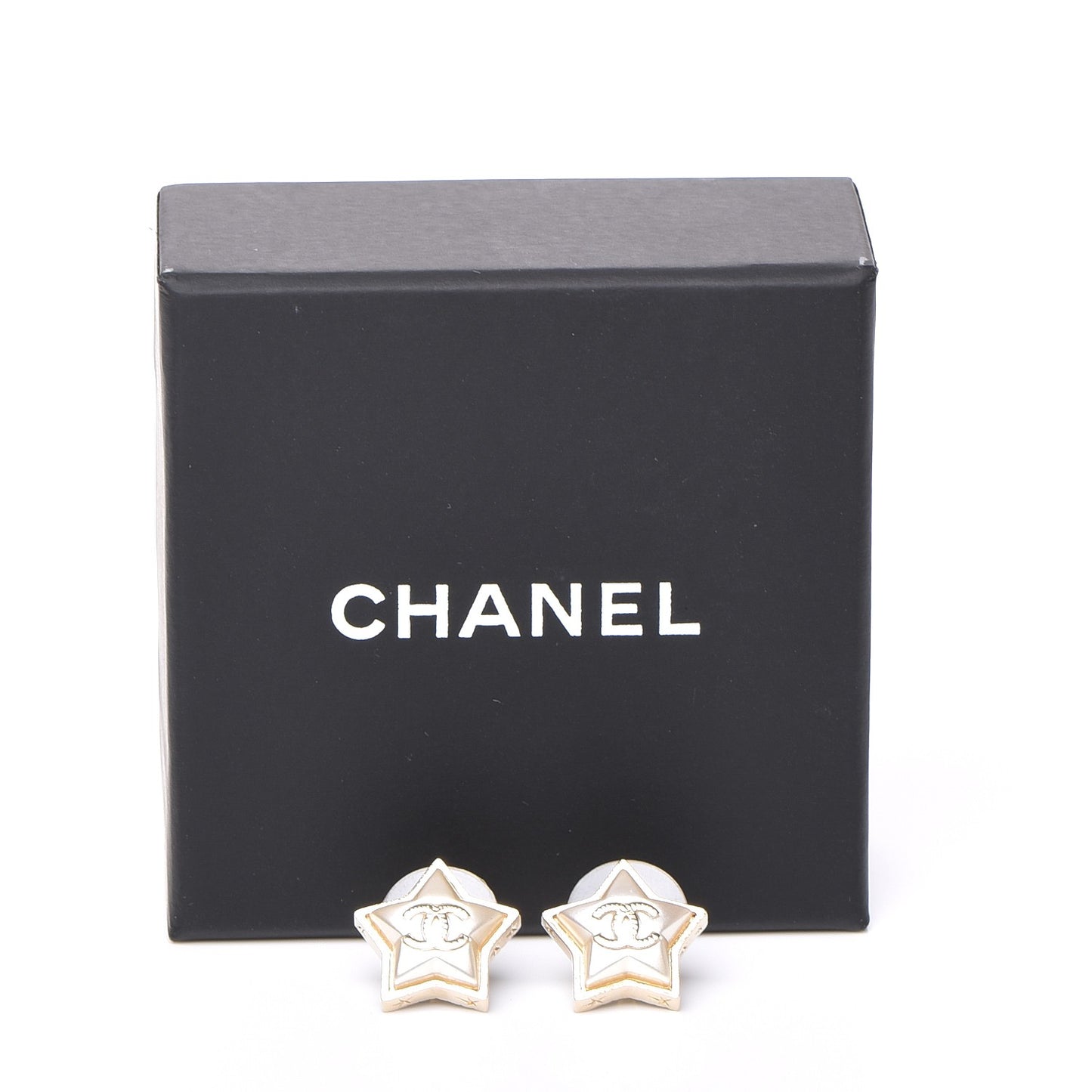 Metal Resin Star CC Earrings Silver Gold