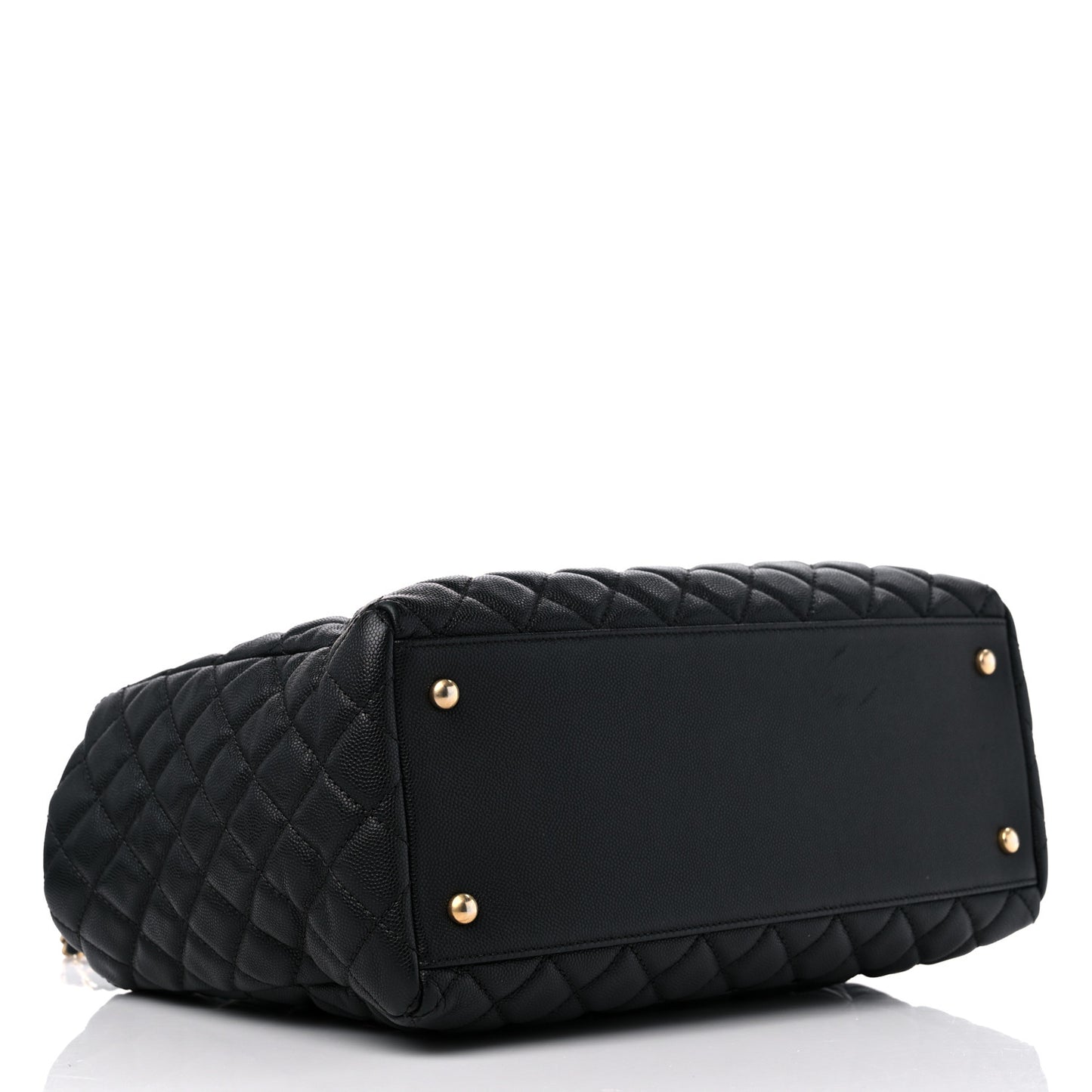 Caviar Quilted Coco Handle Shopping Tote Black
