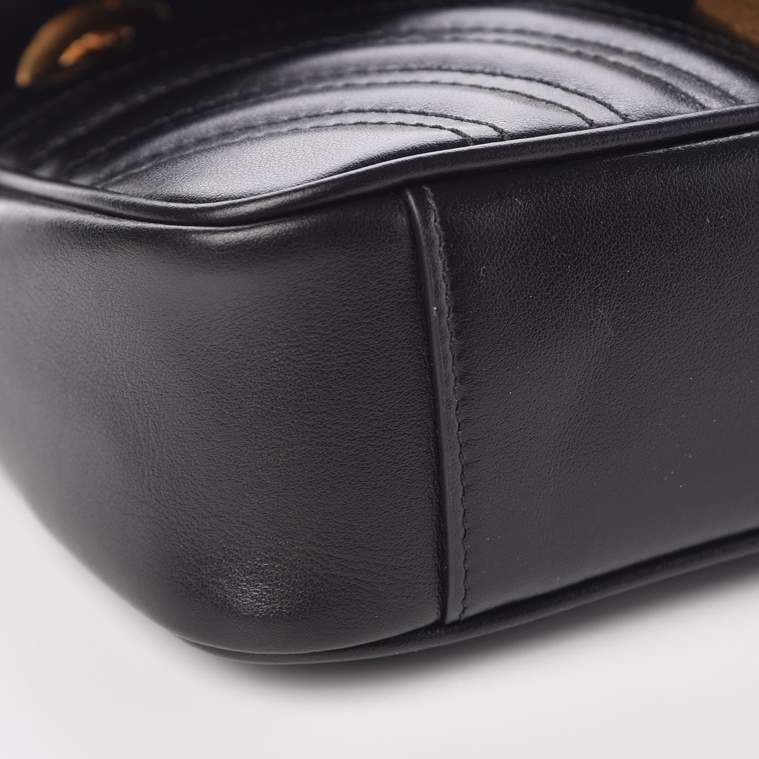 Gucci Calfskin Matelasse Mini GG Marmont Shoulder Bag Black 8 of 9