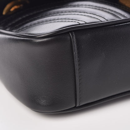 Gucci Calfskin Matelasse Mini GG Marmont Shoulder Bag Black 8 of 9
