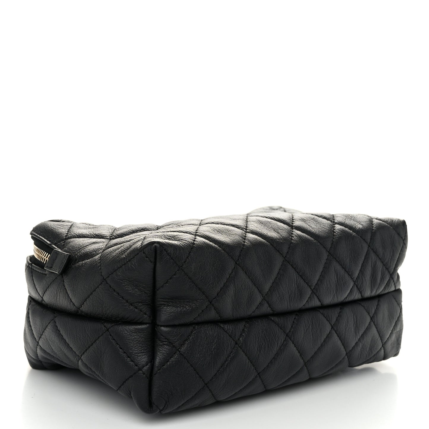 Calfskin Quilted Small Bowling Bag Black