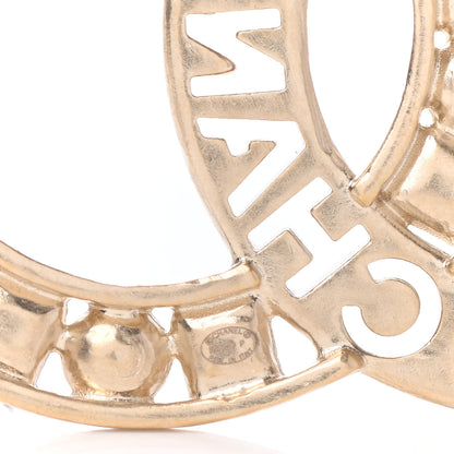 Chanel Crystal Pearl Glass CC Logo Brooch Gold Pink Orange 3 of 3