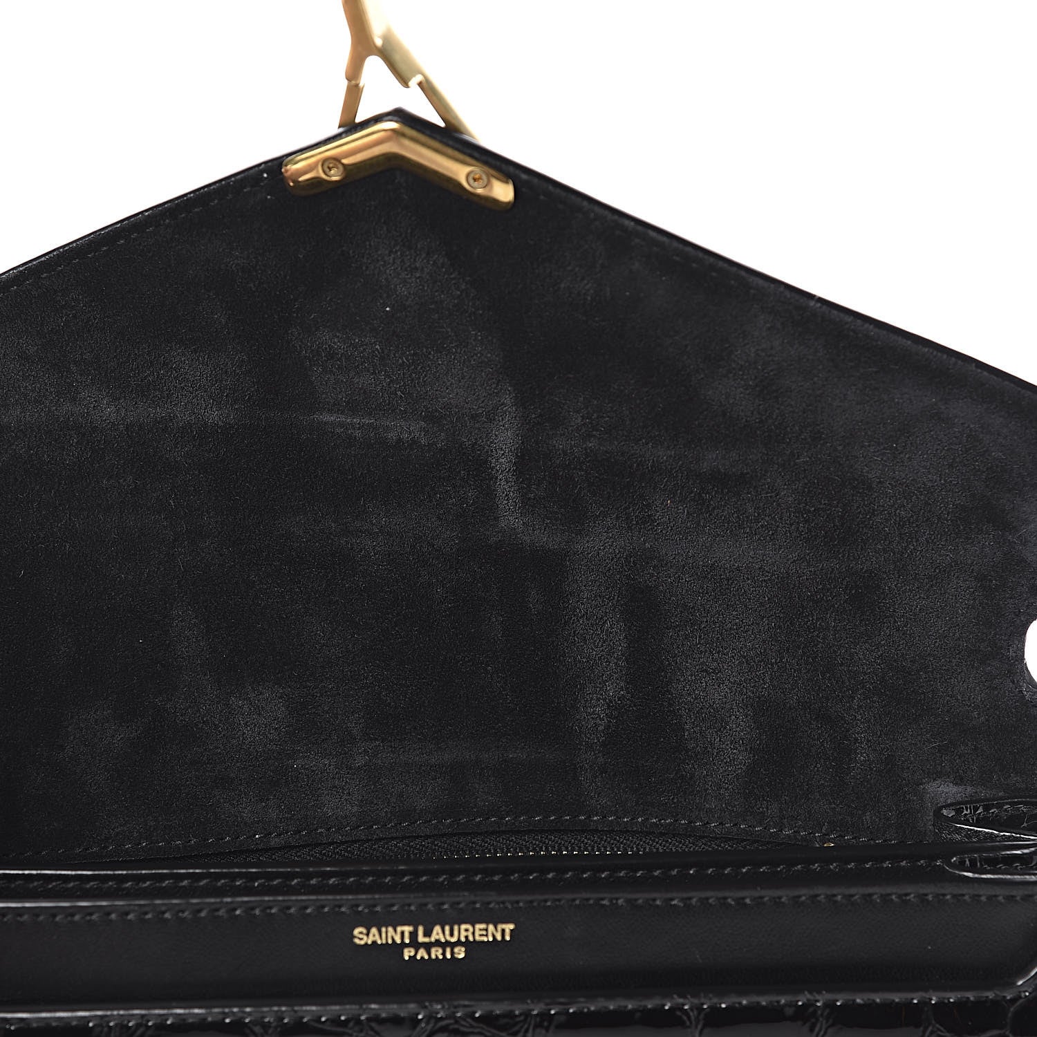 Saint Laurent Patent Turtle Embossed Monogram Cassandra Clasp Bag Black 9 of 13