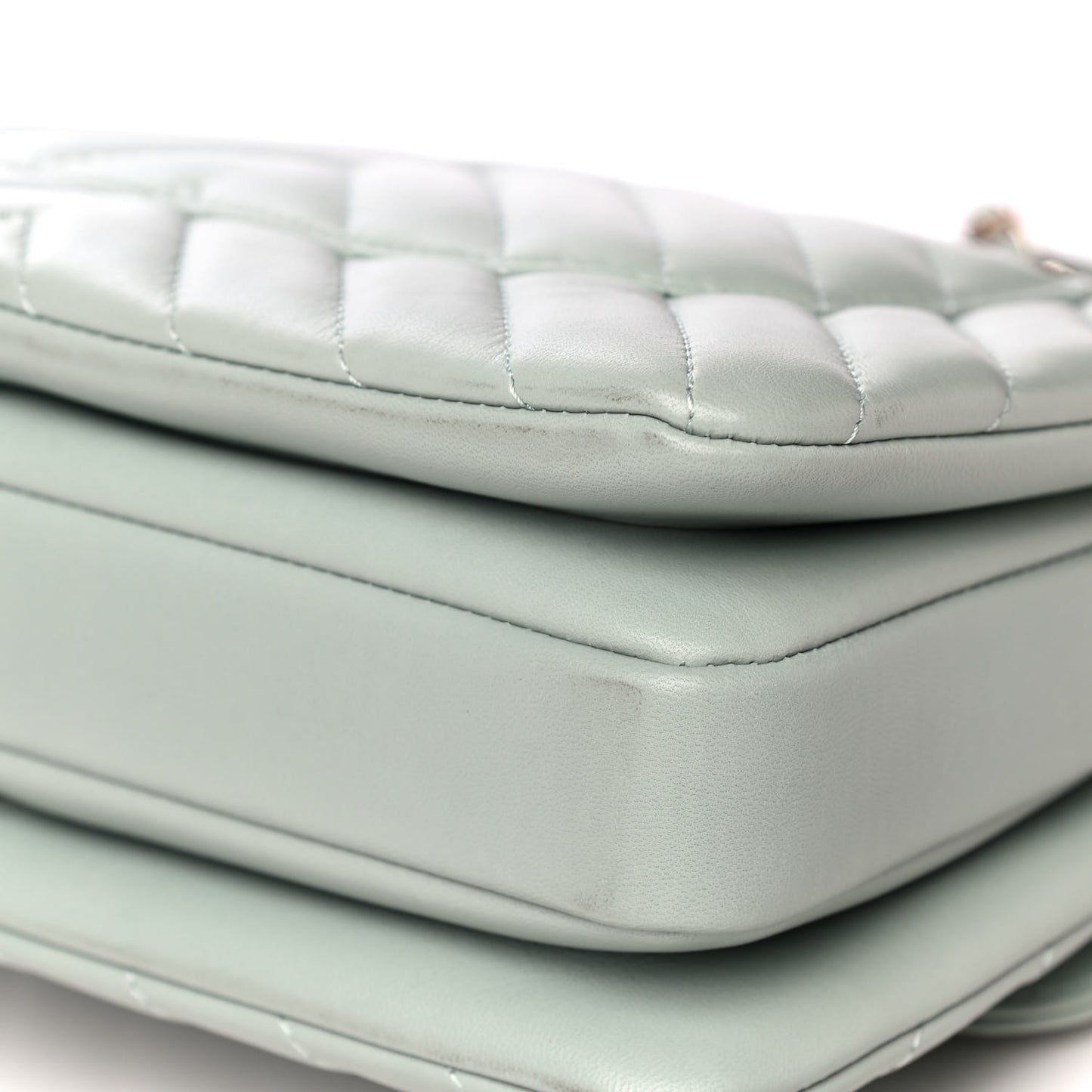 Lambskin Chevron Quilted Small Trendy CC Dual Handle Flap Bag Light Green