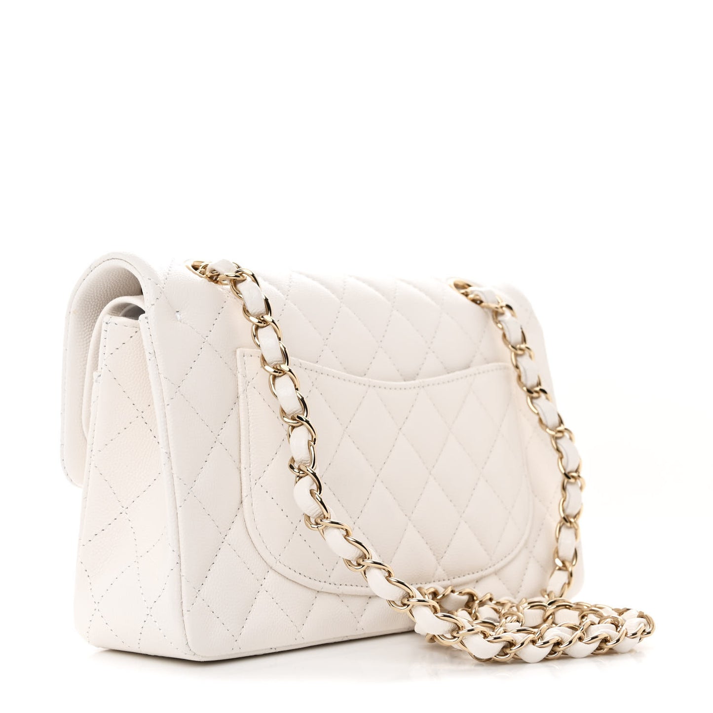 Caviar Quilted Small Double Flap White